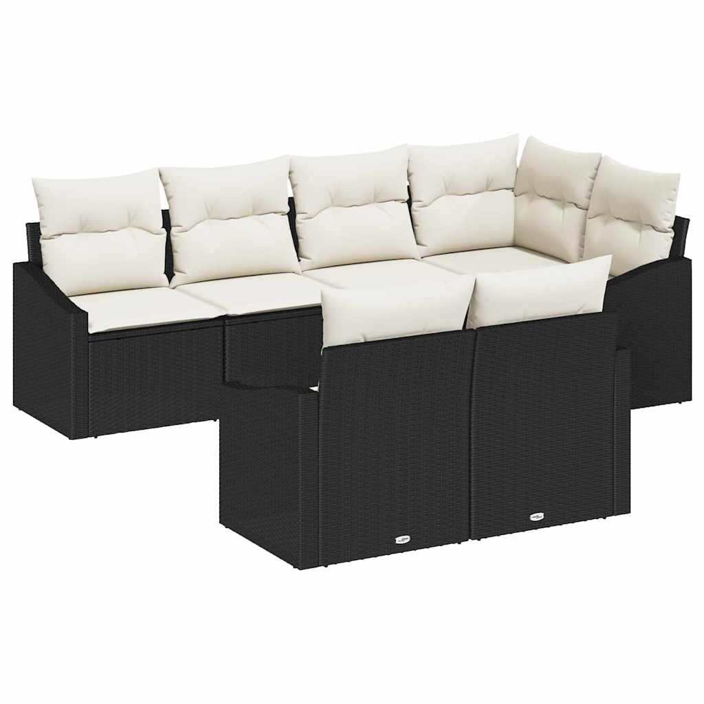 Garten Essgruppe mit Kissen 7 pcs Schwarz und Creme